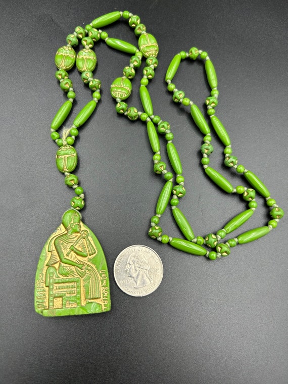 Neiger Glass Egyptian Revival Beads Necklace - image 4