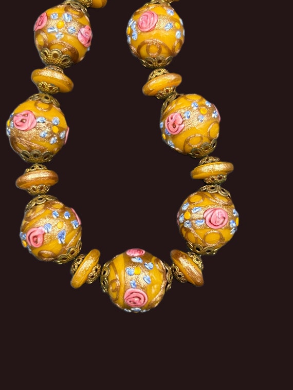Venetian Wedding Cake Glass Beads Necklace - image 1