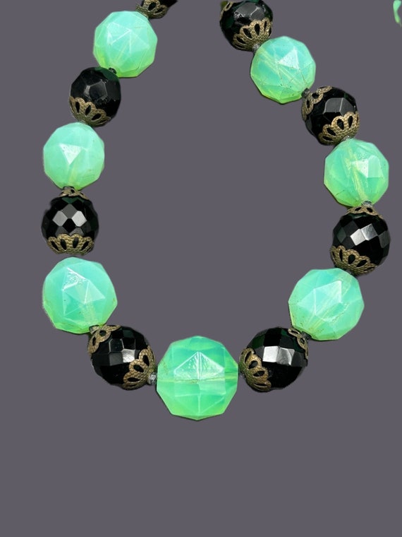 1930's Fancy Crystal Green Uranium UV Necklace - image 2