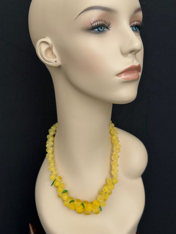 Vintage Yellow Lucite Melon Bead Necklace - image 8