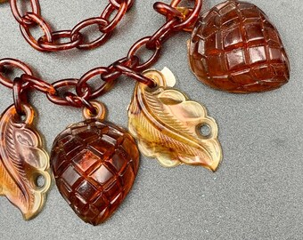 Antique 1930's Celluloid Leaves Necklace