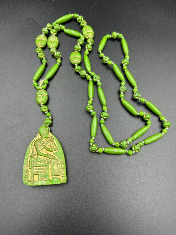 Neiger Glass Egyptian Revival Beads Necklace - image 2