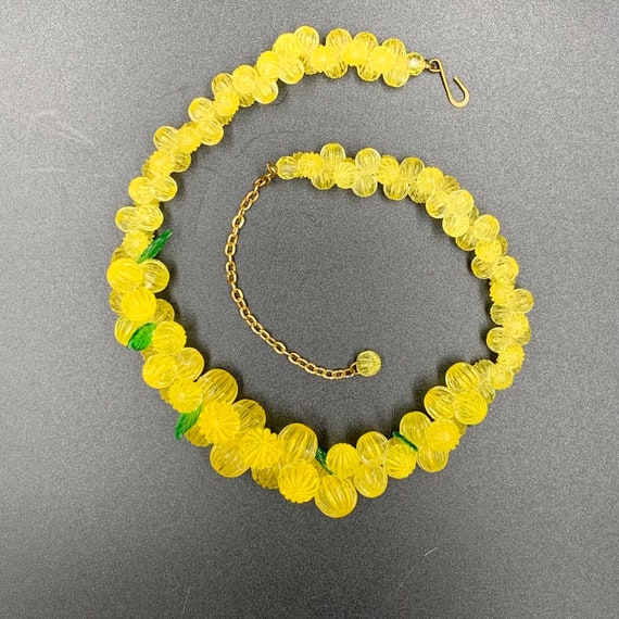 Vintage Yellow Lucite Melon Bead Necklace - image 2