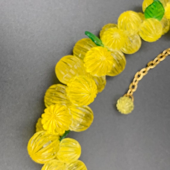 Vintage Yellow Lucite Melon Bead Necklace - image 1