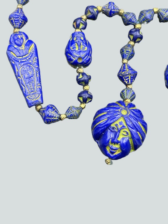 Neiger Glass Egyptian Revival Beads Necklace