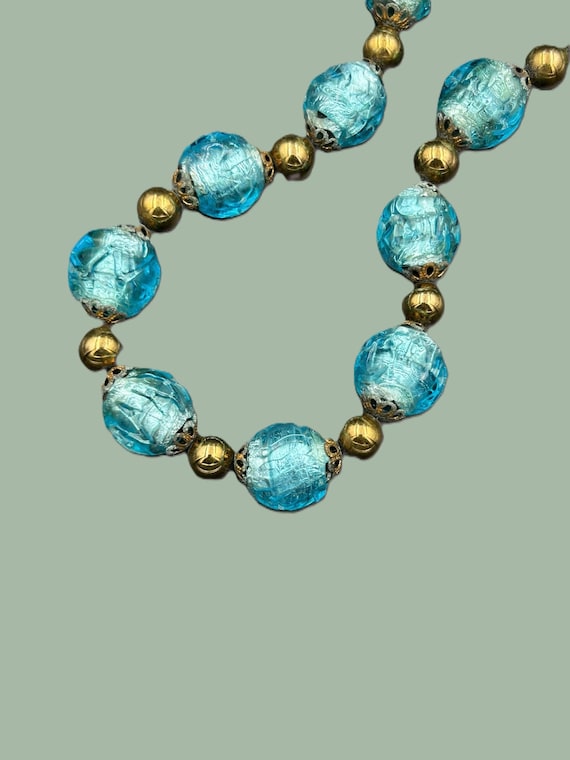 Vintage Venetian Foil Glass Bead Necklace