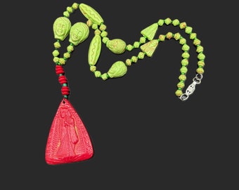 Neiger Brothers Czech Molded Glass Egyptian Revival Beads Necklace