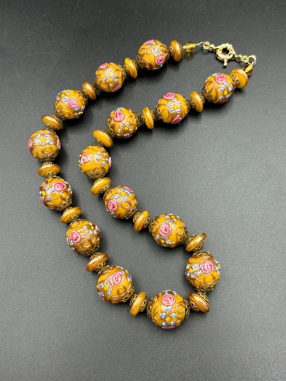 Venetian Wedding Cake Glass Beads Necklace - image 2