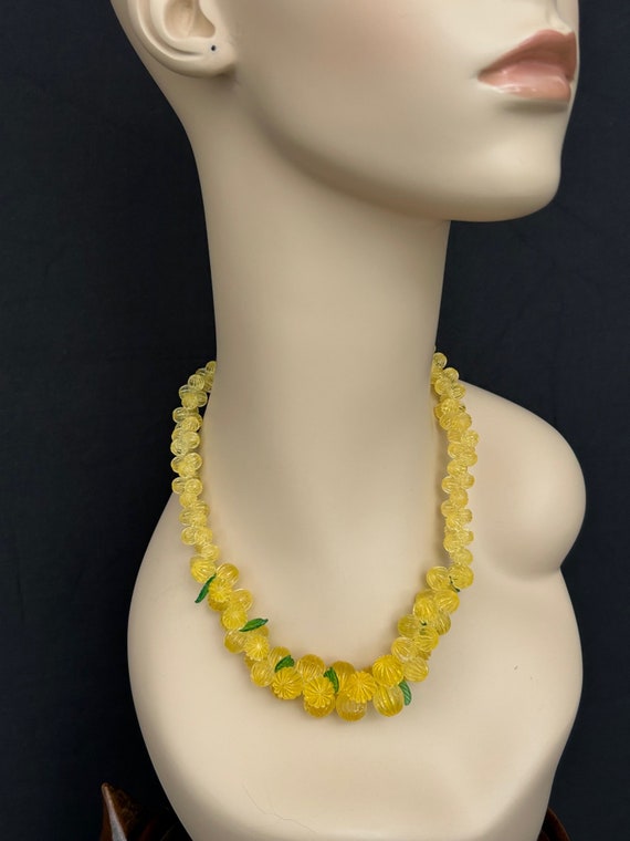 Vintage Yellow Lucite Melon Bead Necklace - image 7