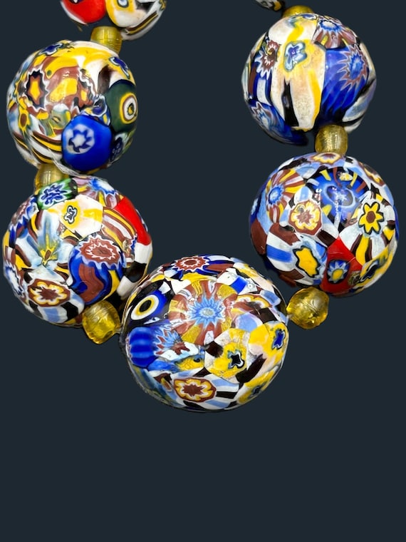 XL Vintage Venetian Millefiori Glass Beads Necklac