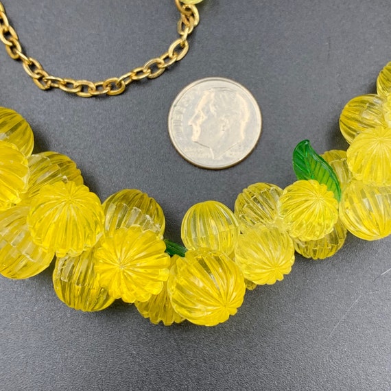 Vintage Yellow Lucite Melon Bead Necklace - image 6