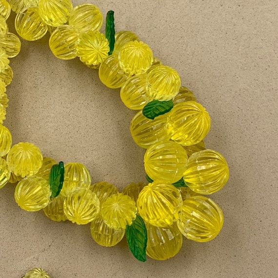 Vintage Yellow Lucite Melon Bead Necklace - image 4