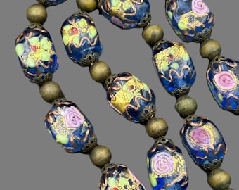 Venetian Wedding Cake Glass Beads Necklace