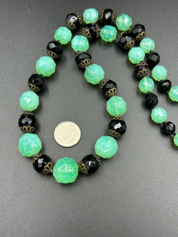 1930's Fancy Crystal Green Uranium UV Necklace - image 4