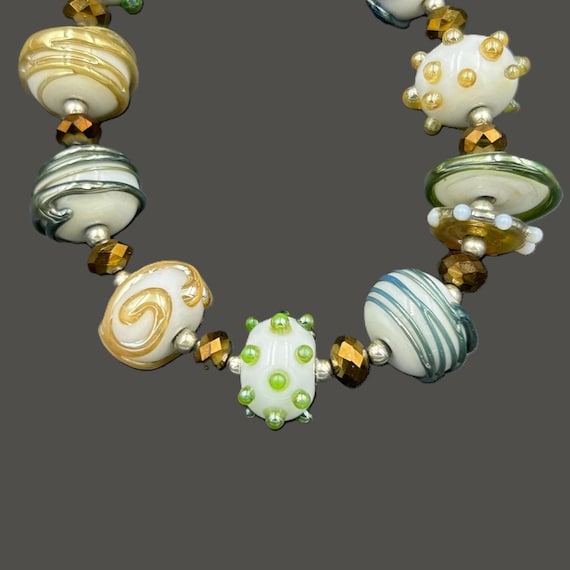 Art Glass Bead Sterling Silver Bracelet