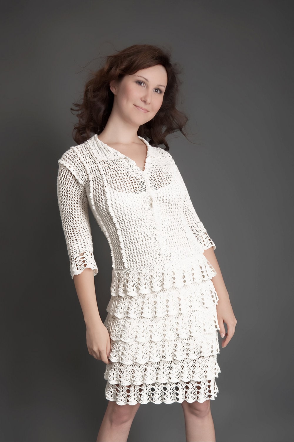 THE CHLOE CROCHET DRESS WHITE THE CHLOE CROCHET DRESS WHITE