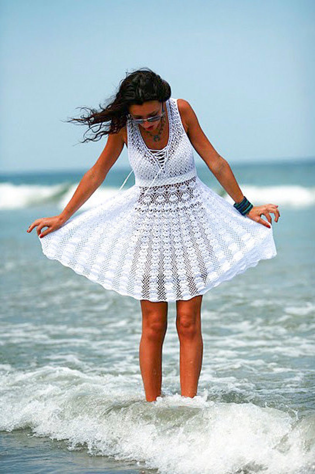 Exclusive White Crochet Summer Dress Made to Order UK