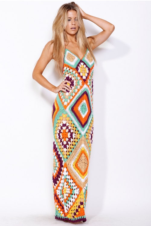 Exclusive crochet maxi dress  - firework colors - made to order