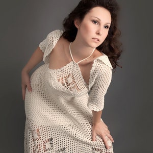 White exclusive crochet dress with crochet bolero top image 1