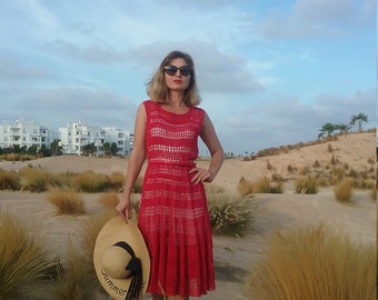 CROCHET FASHION TRENDS - exclusive red crochet dress - made to order