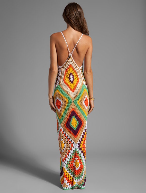 Exclusive Crochet Maxi Dress Firework Colors Made to Order - Etsy