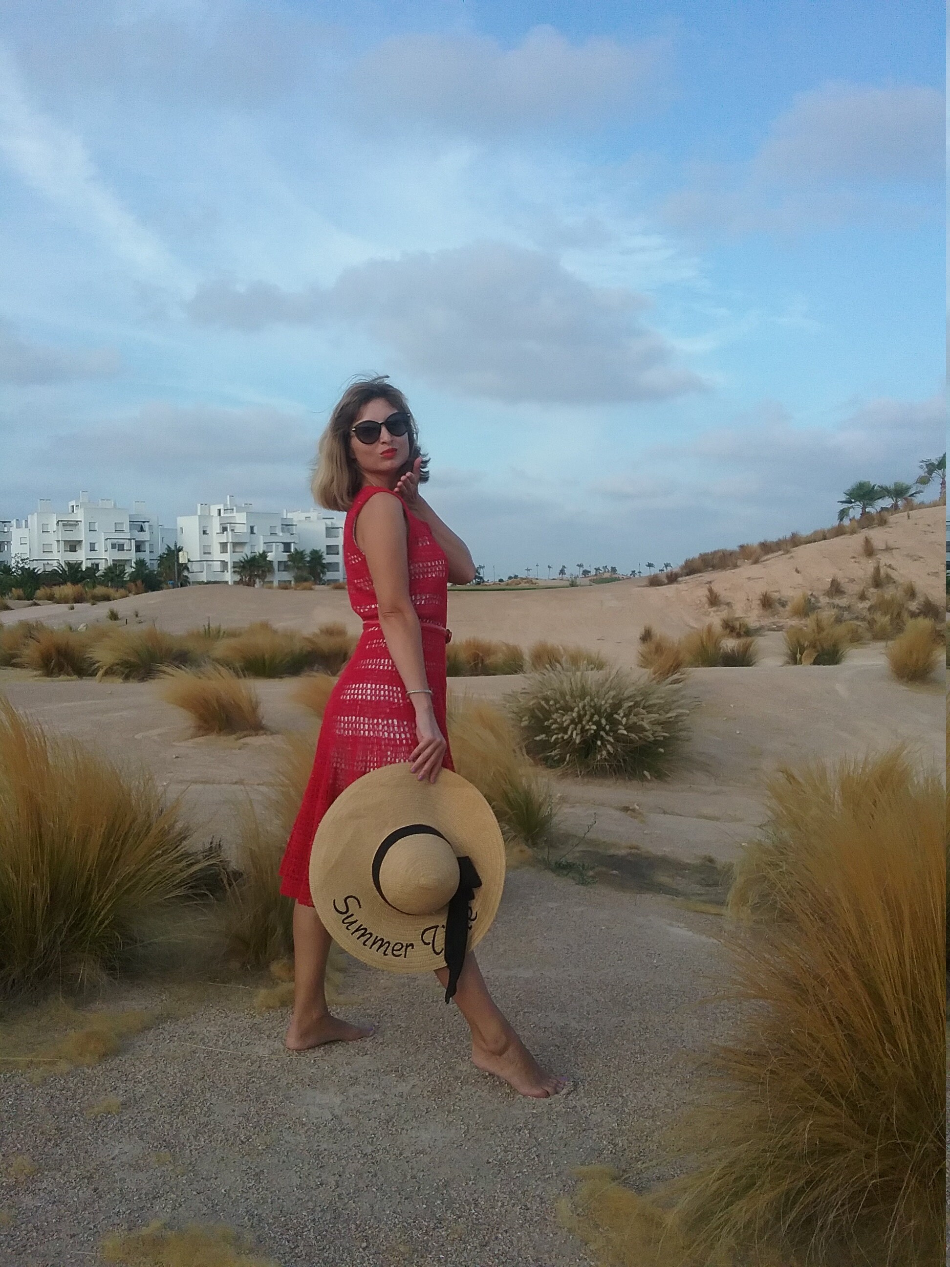 Castaway Crochet Dress Red