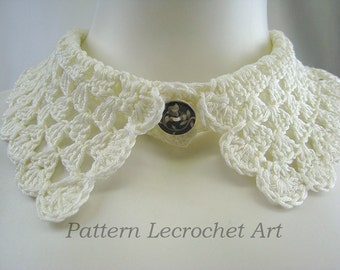 Crochet pattern necklace collar, fashion accessory, lace collar crochet pattern