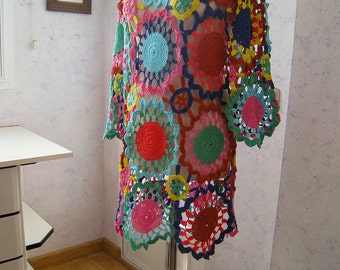 Exclusive crochet dress - color splash - made to order