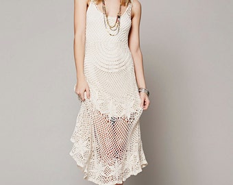 CROCHET FASHION TRENDS - exclusive white crochet  summer dress - made to order