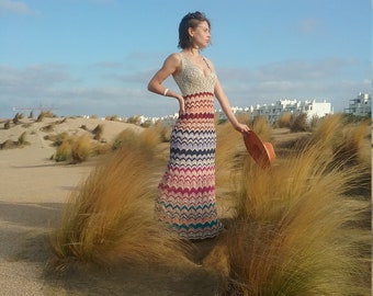 Knitting  summer dress, beach lace dress, womens dress knitting  lace dress