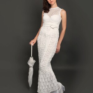Exclusive long crochet wedding dress the finished product in a single original image 1