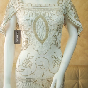 Retro lace wedding dress, bridal dress from original Nottingham two tone lace, boho wedding dress, beach lace wedding dress, bridal gown