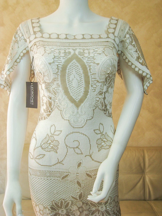 Retro lace wedding dress, bridal dress from original Nottingham two tone lace, boho wedding dress, Beach lace wedding dress, bridal gown