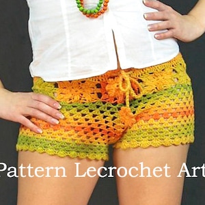 Pattern crochet white beach shorts and shorts color of summer, pattern beach shorts, womens summer shorts pattern pattern PDF image 4