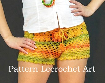 Crochet pattern womens shorts, pattern beach shorts - color of summer - pattern PDF