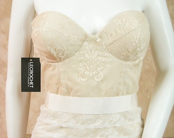 Suknia ślubna koronkowa długość, suknia ślubna z TOP-gorset, Boho suknia ślubna z Vintage Lace, suknia ślubna koronkowa plaża