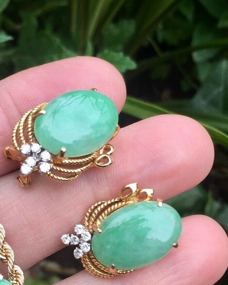 Stunning Estate 14k Gold GIA Certified Jade Jadeite VS Diamond | Etsy