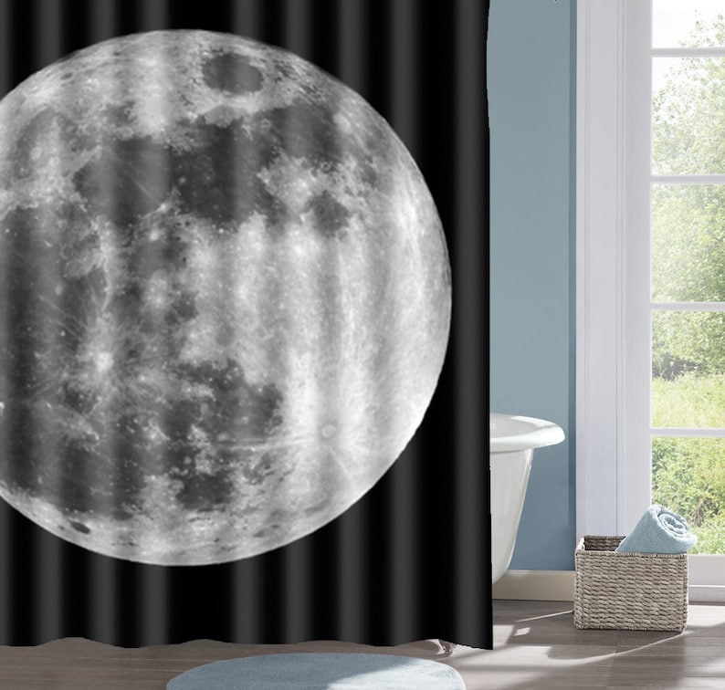 Full Moon Shower Curtain Bath Super Outer Space Interesting Custom Decorative