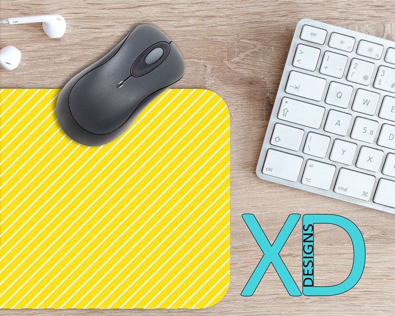 Bright Yellow Mouse Pad Bright Yellow Mousepad Striped Etsy