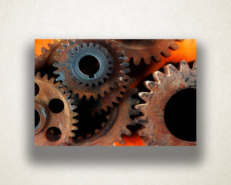 Rusted Gears Canvas Art Wall Industrial Print Close Up Photograph Home - Industrial Gear Wall Art Rusted Gears Canvas Art Wall Industrial Print Close Up Photograph Home - Industrial Gear Wall Art