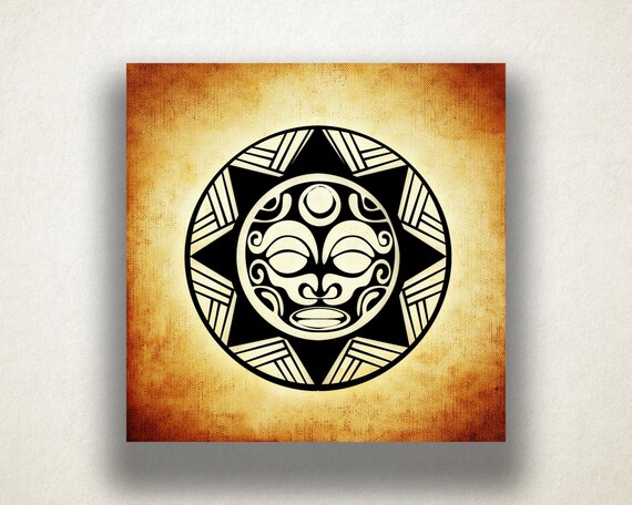 Aztec Sun Canvas Art Print Tribal Design Wall - Aztec Wall Art Aztec Sun Canvas Art Print Tribal Design Wall - Aztec Wall Art
