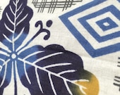 Vintage Tenugui Cotton Fabric/ Japanese Towel/ Katazome/ Indigo/ Aizome/ 1930s/ Craft Supplies/ Wall hanging