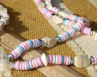 vintage wood bead necklace