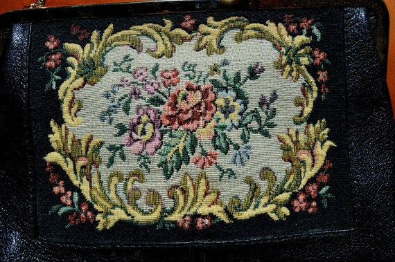 Little Black Clutch Vintage Embroidered - image 2