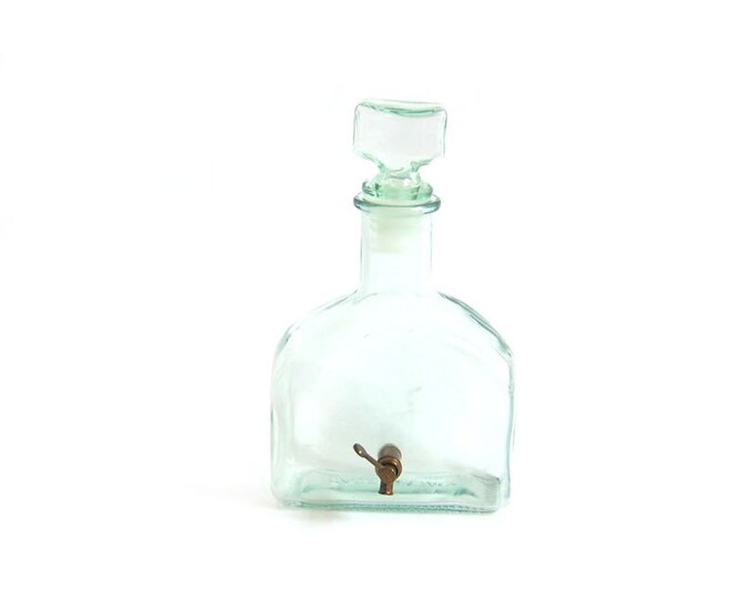 Vintage Glass Bottle Decanter Jar Liquor Liquid Dispenser Tap Etsy