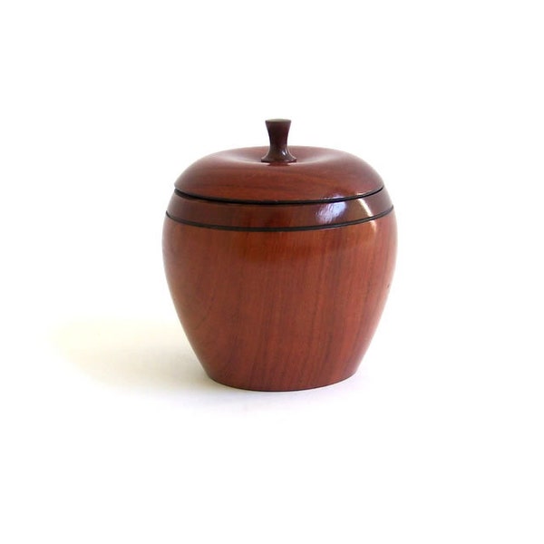 Vintage Apple Box Walnut Wood Apple Fruit Figurine Wooden Apple Box Dark Red Wood Teacher Gift Present Mid Century Modern Retro Home Decor