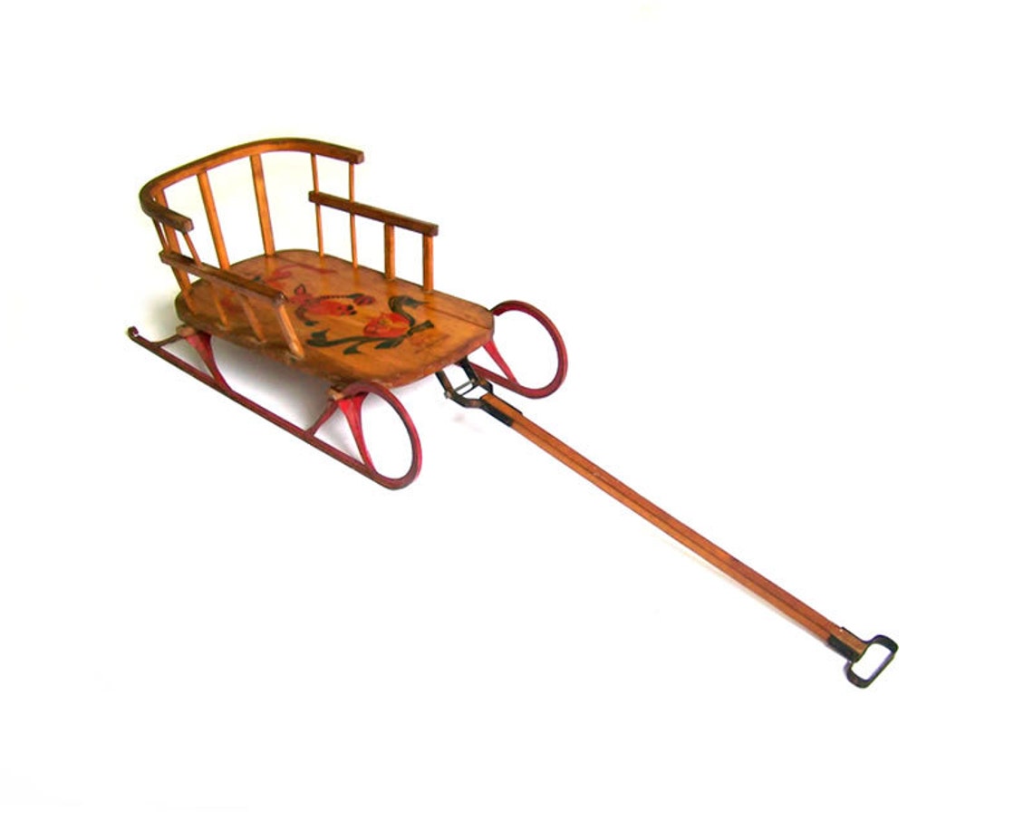 Vintage Werlich Playthings Wooden Sleigh Wooden Sledge Snow Etsy