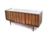 RESERVED Vintage Credenza Mid Century Modern Furniture Walnut Wood Buffet Retro Sideboard Mod Lowboy Wooden Bar Cabinet Living Room