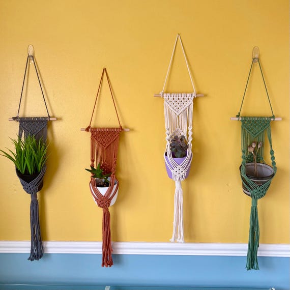 Handmade macrame wall planter, boho plant hanger