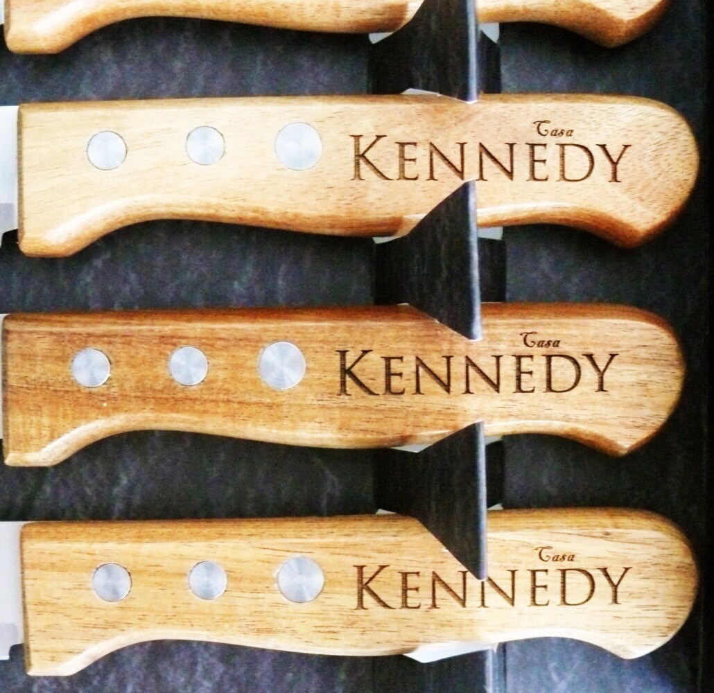 Custom Engraved Jumbo Steak Knives Set of 4 Men Chefs Steak Enthusiasts